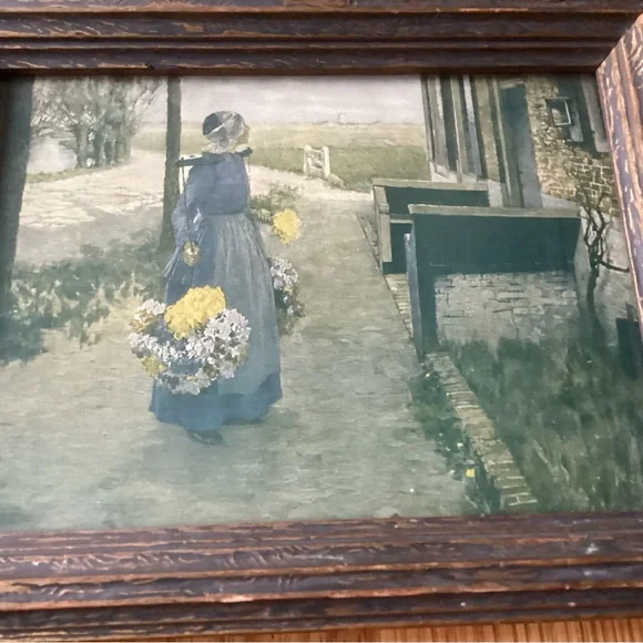 Vintage: Flower Girl in Holland Print ~ by George Hitchcock. - Picture 2 of 9